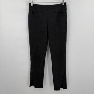 UP! Heather Gray Pull On Stretch Pants Ankle Slit Hem Size 8